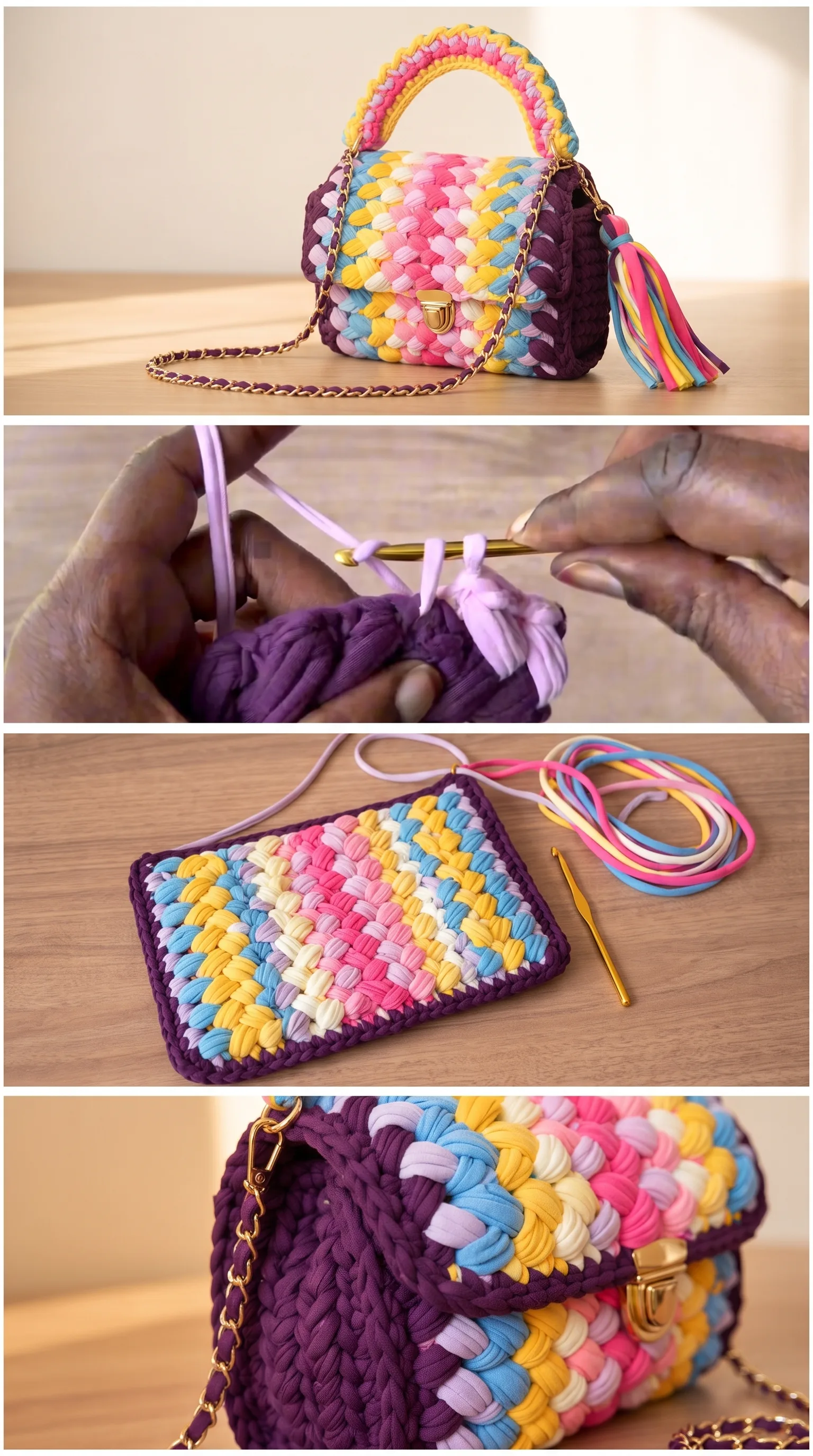Crochet Marshmallow Bag: A Colorful Statement Piece pattern
