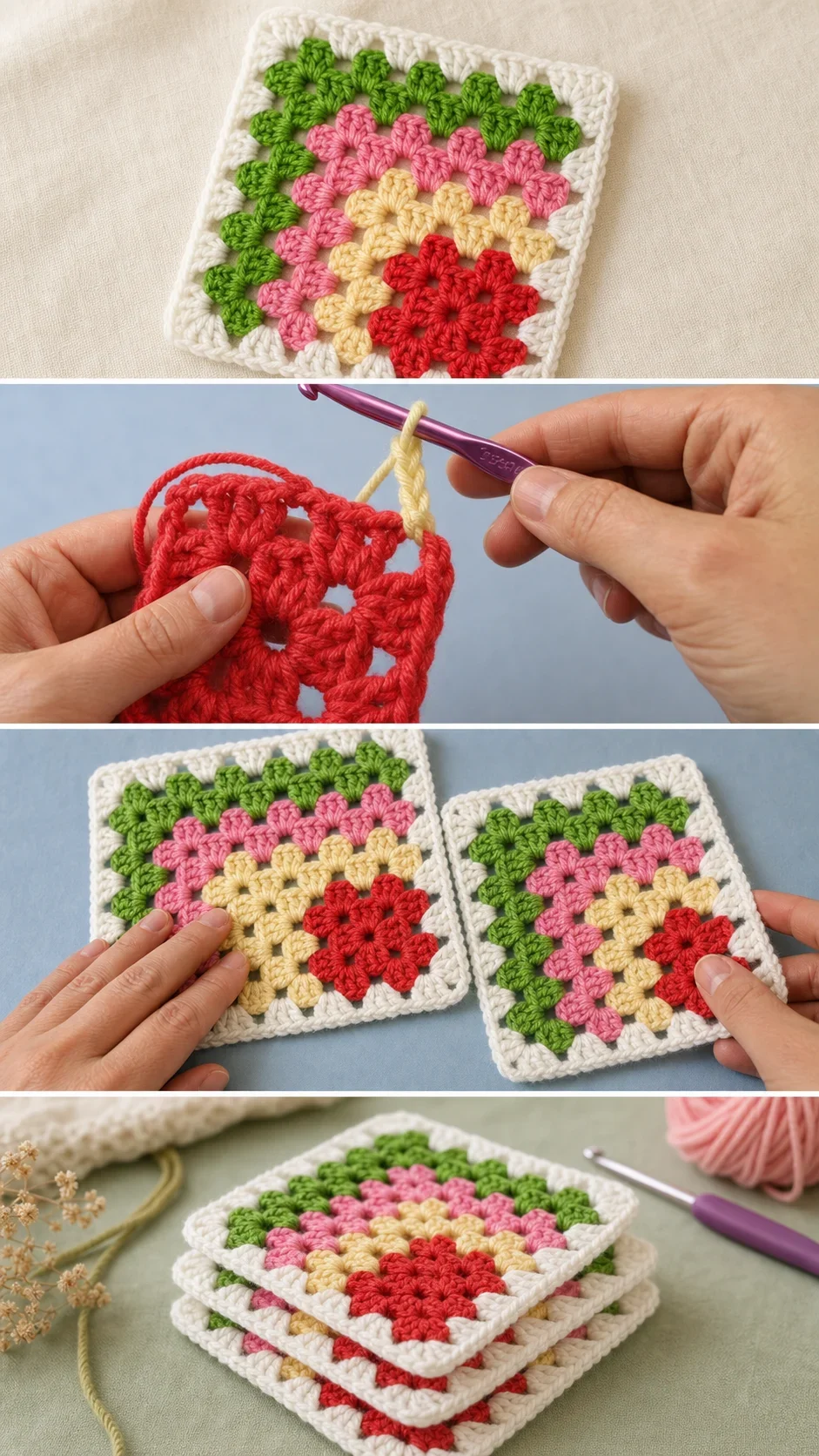 Crochet Mitered Granny Square: A Vibrant Timeless Classic pattern
