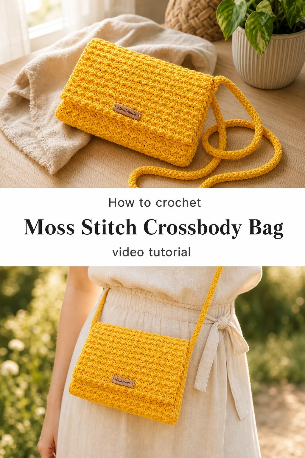 Crochet Moss Stitch Crossbody Bag: A Chic Everyday Essential