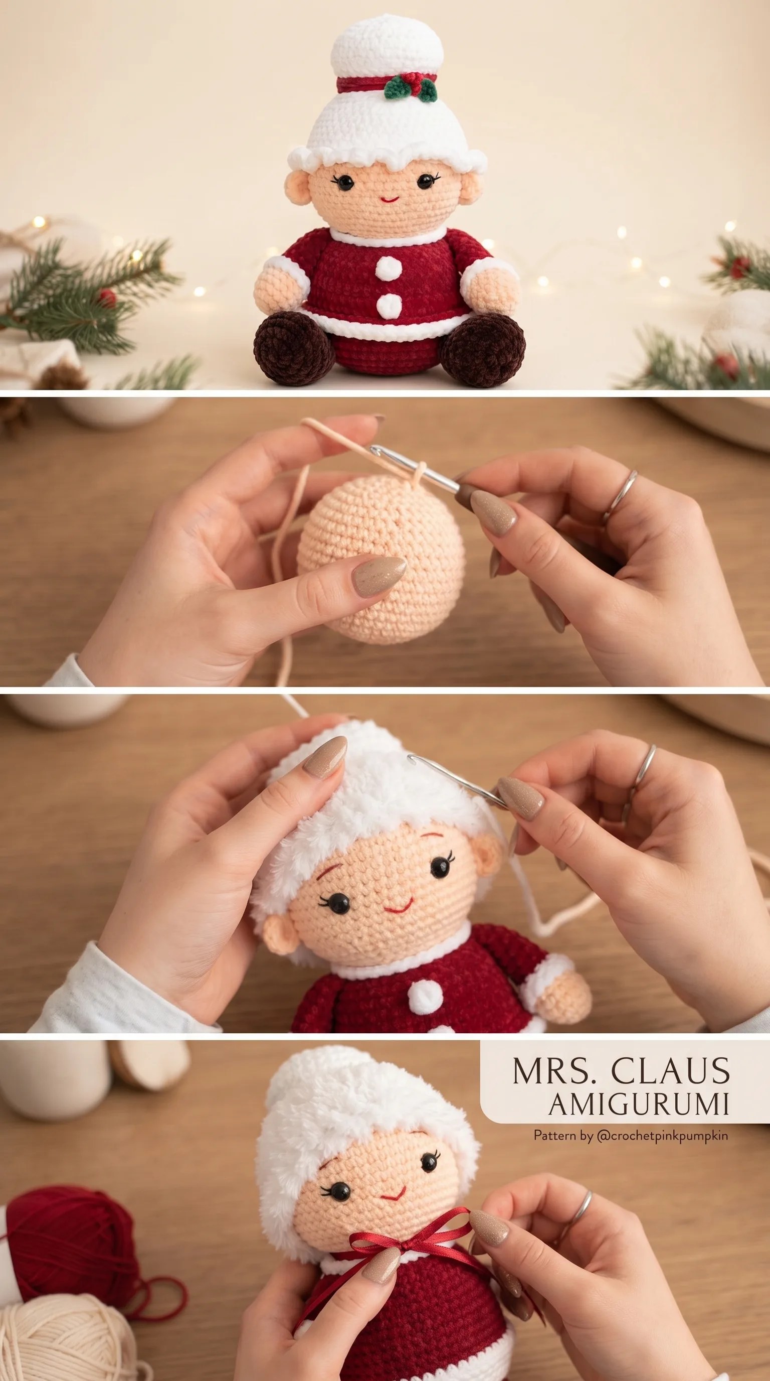 Crochet Mrs Claus Doll: A Festive Holiday Treasure pattern