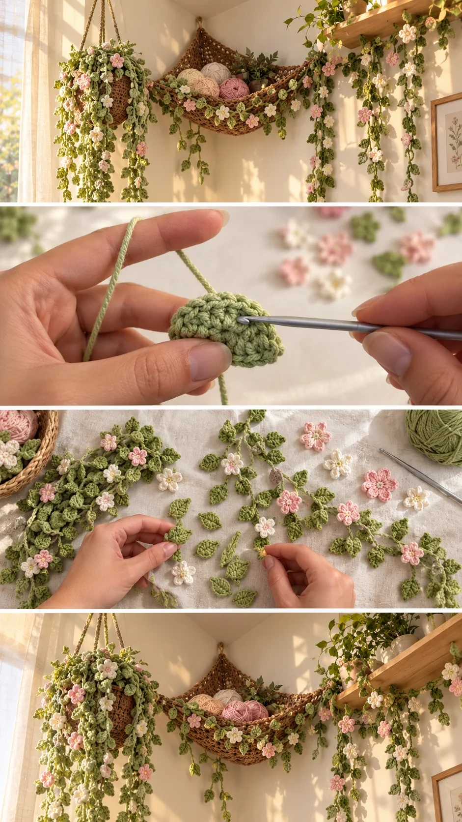 Crochet Nature Decor Set: A Whimsical Botanical Collection