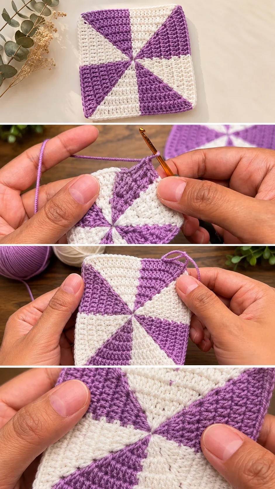 Crochet Pinwheel Square: A Timeless Geometric Treasure pattern