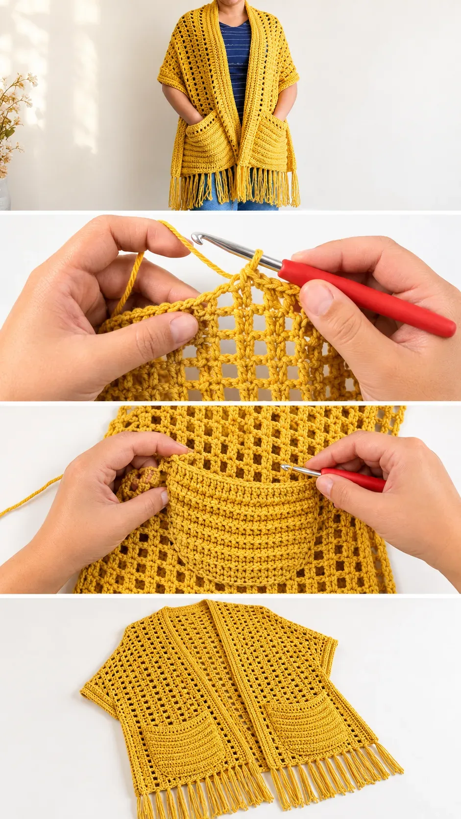 Crochet Pocket Shawl: A Warm and Timeless Wrap pattern