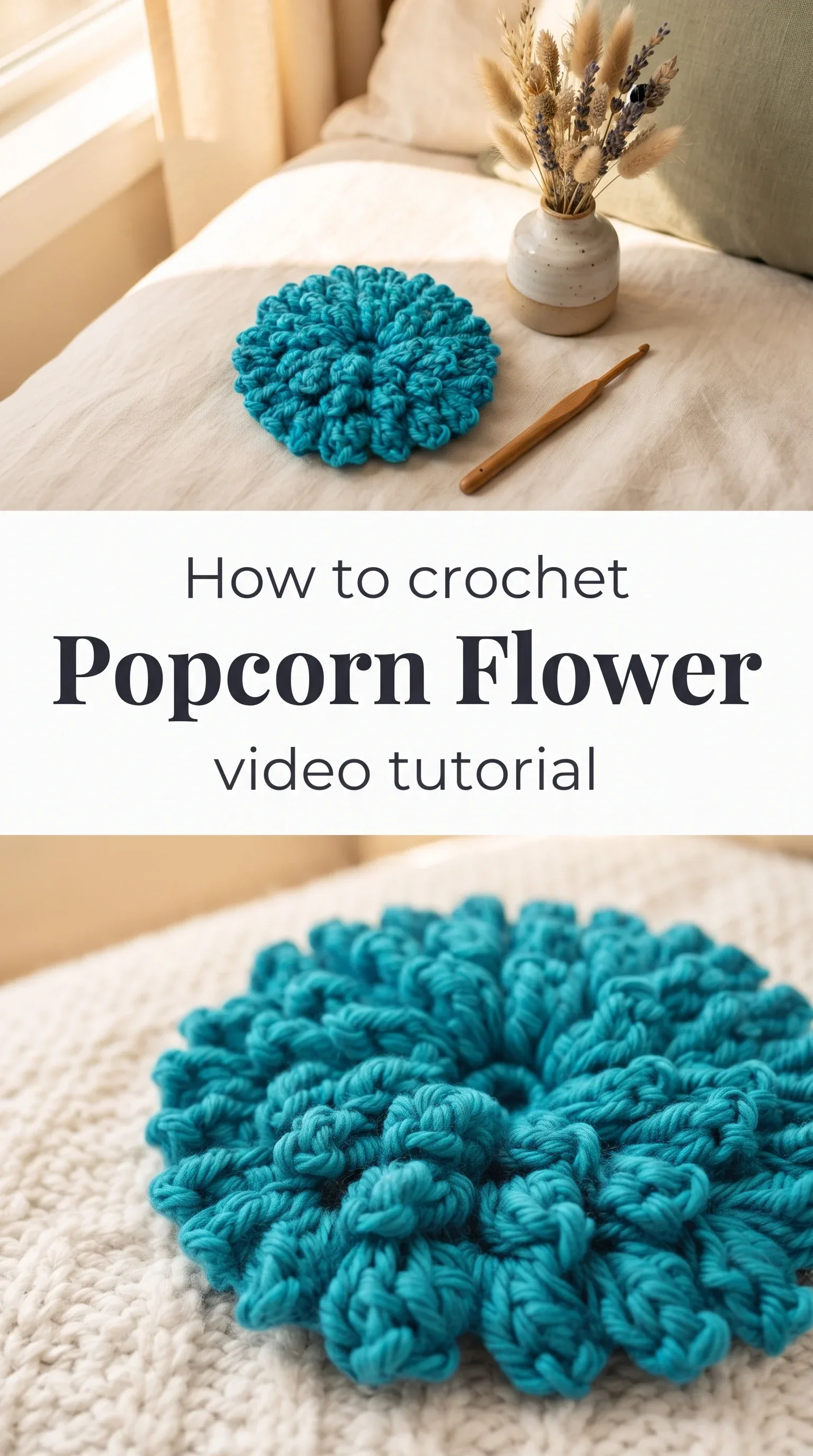 Crochet Popcorn Flower: A Textured Floral Accent