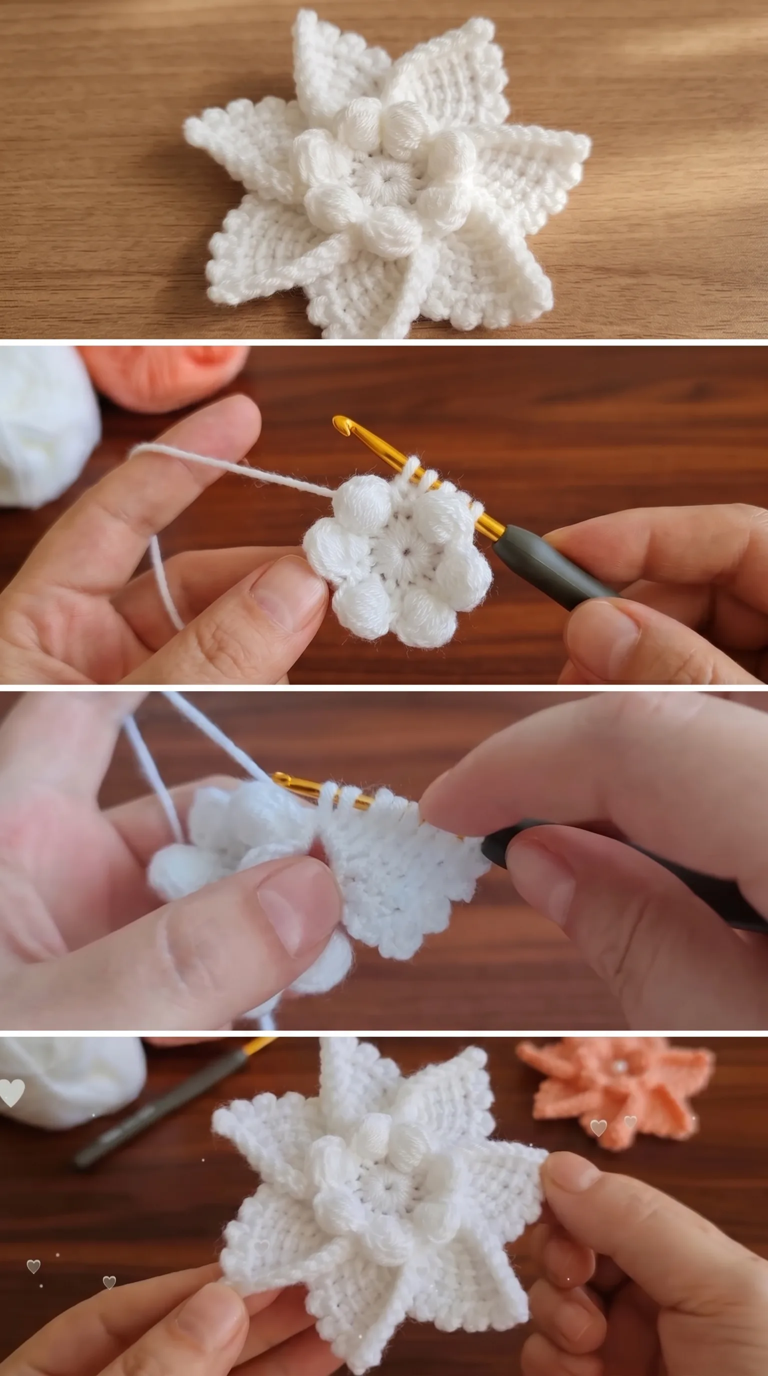 Crochet Popcorn Flower Motif: A Delicate Textured Accent pattern