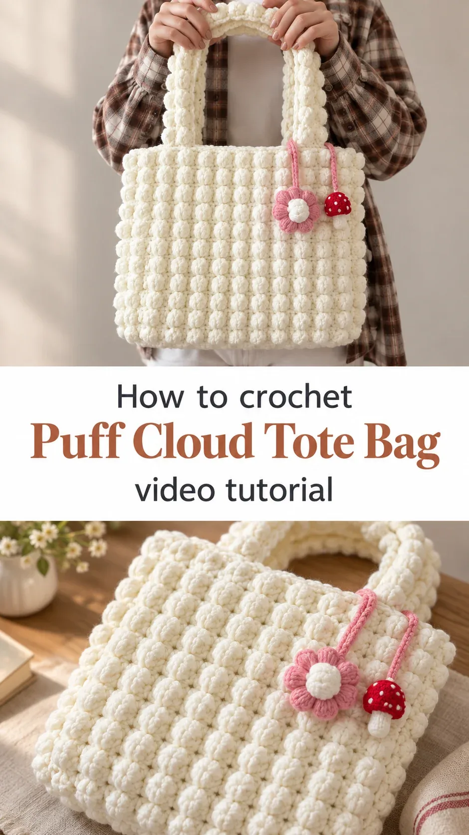 Crochet Puff Cloud Tote Bag: A Charming Handmade Treasure