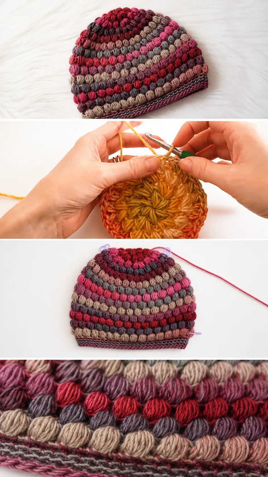 Crochet Puff Stitch Beanie: A Warm and Textured Classic pattern