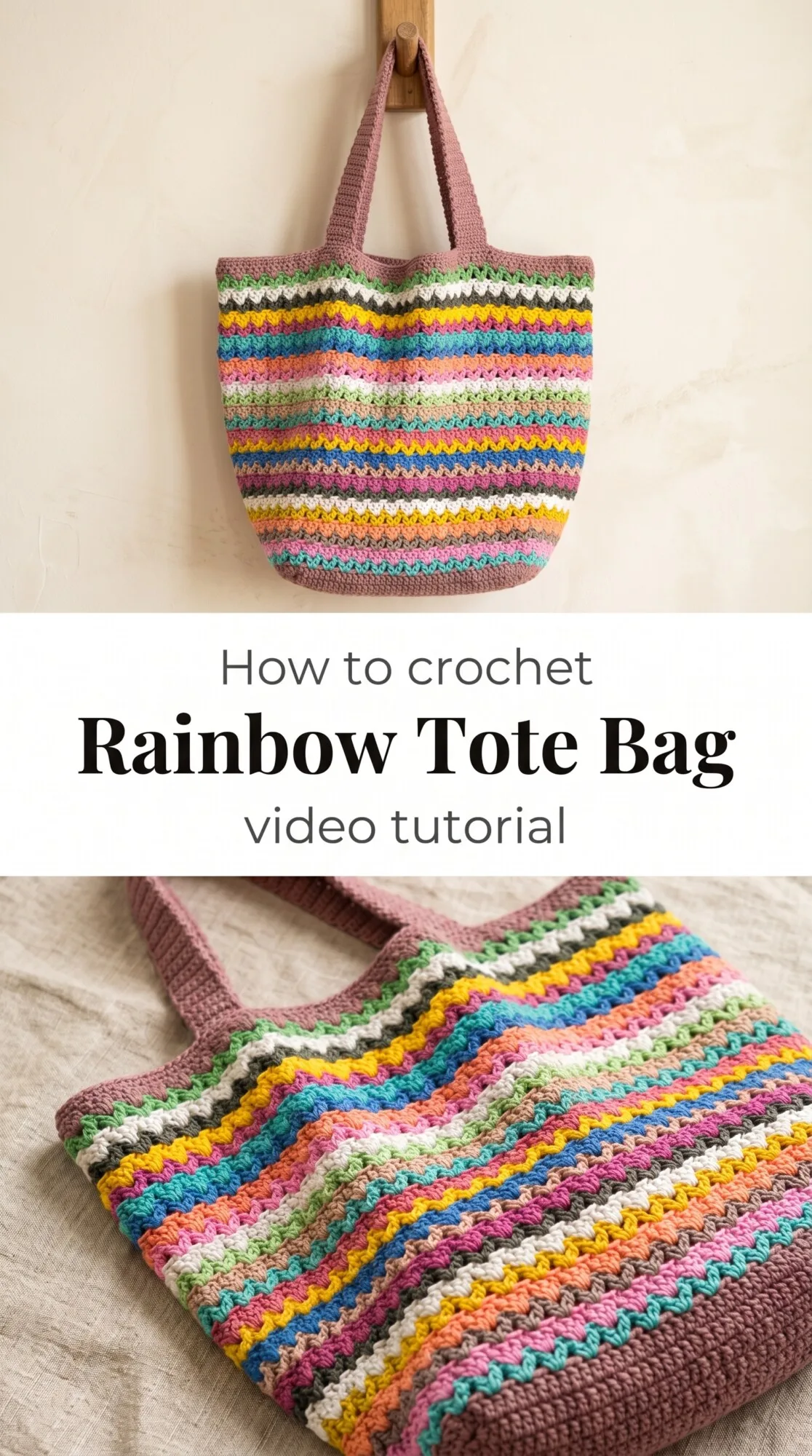 Crochet Rainbow Tote Bag: A Spacious Everyday Essential