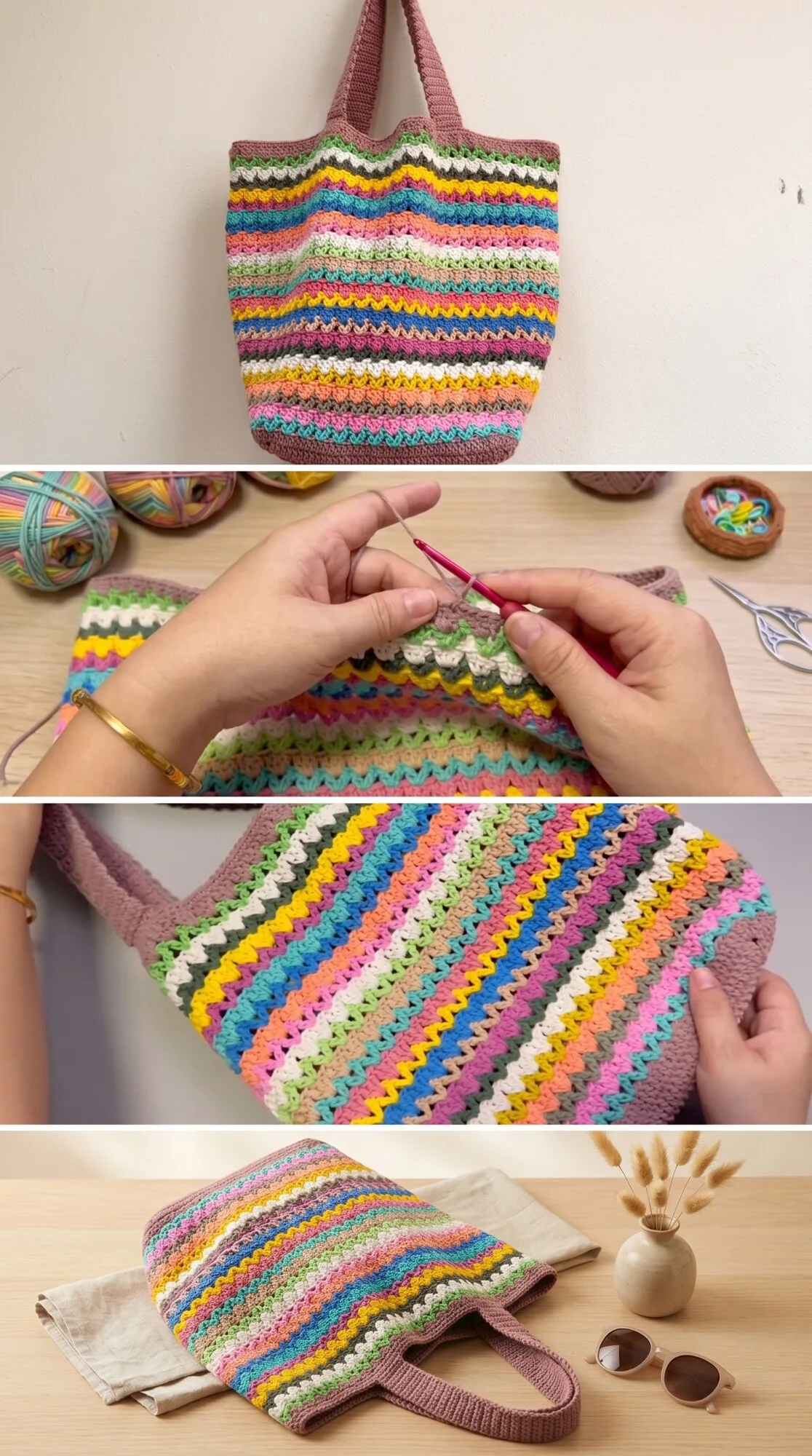 Crochet Rainbow Tote Bag: A Spacious Everyday Essential pattern