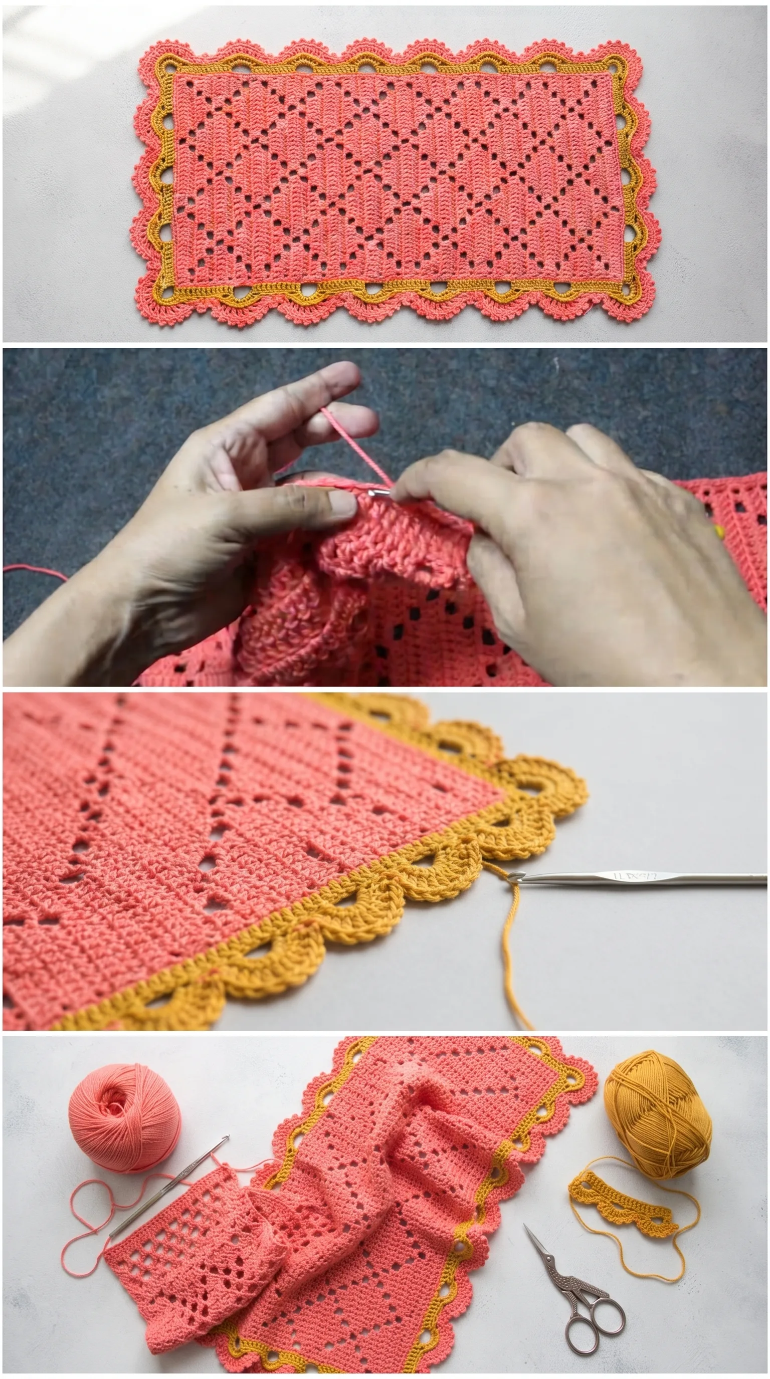 Crochet Rectangular Table Runner: A Fresh and Elegant Touch pattern