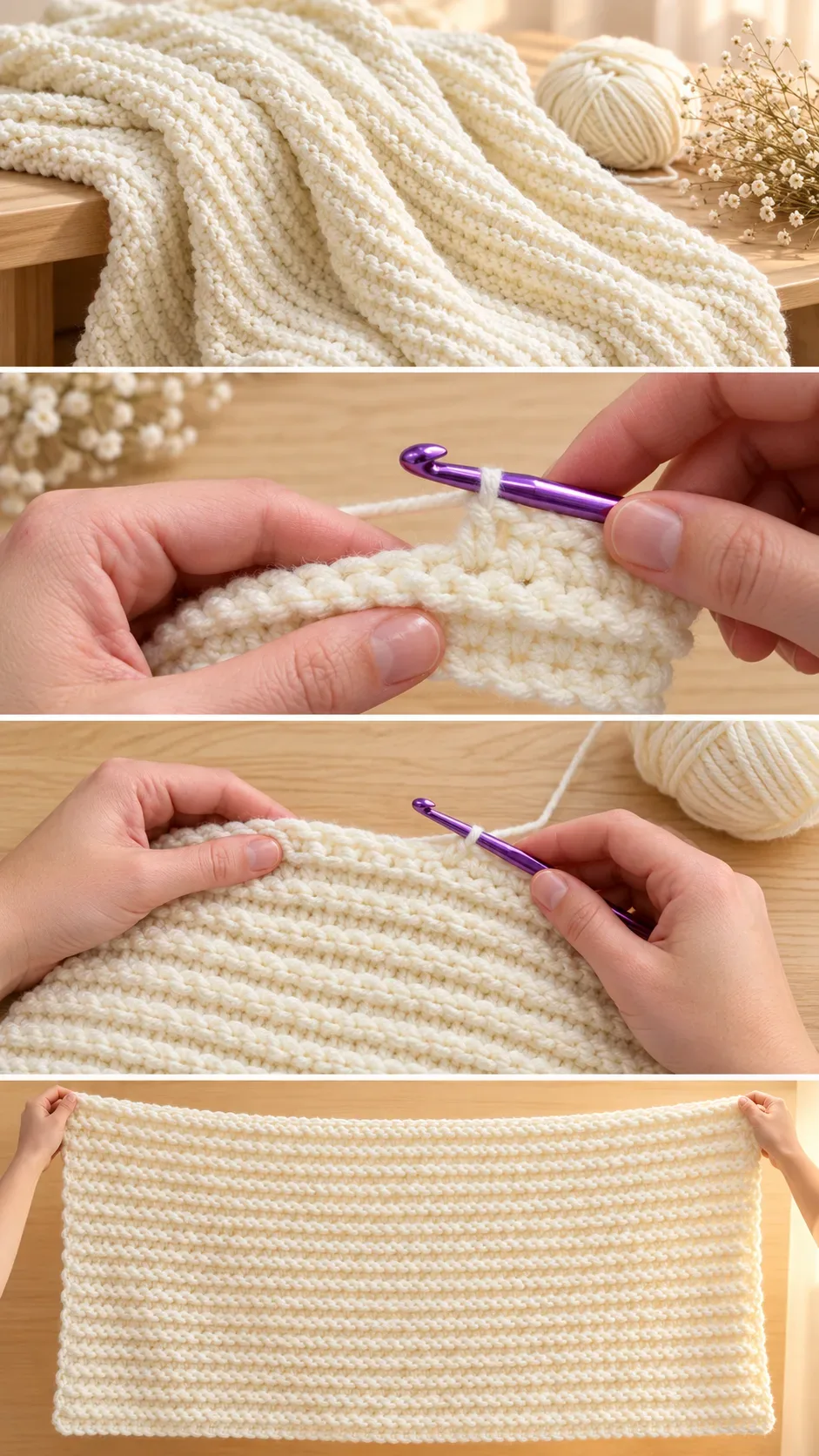 Crochet Ridge Stitch Blanket: A Soft and Timeless Wrap pattern