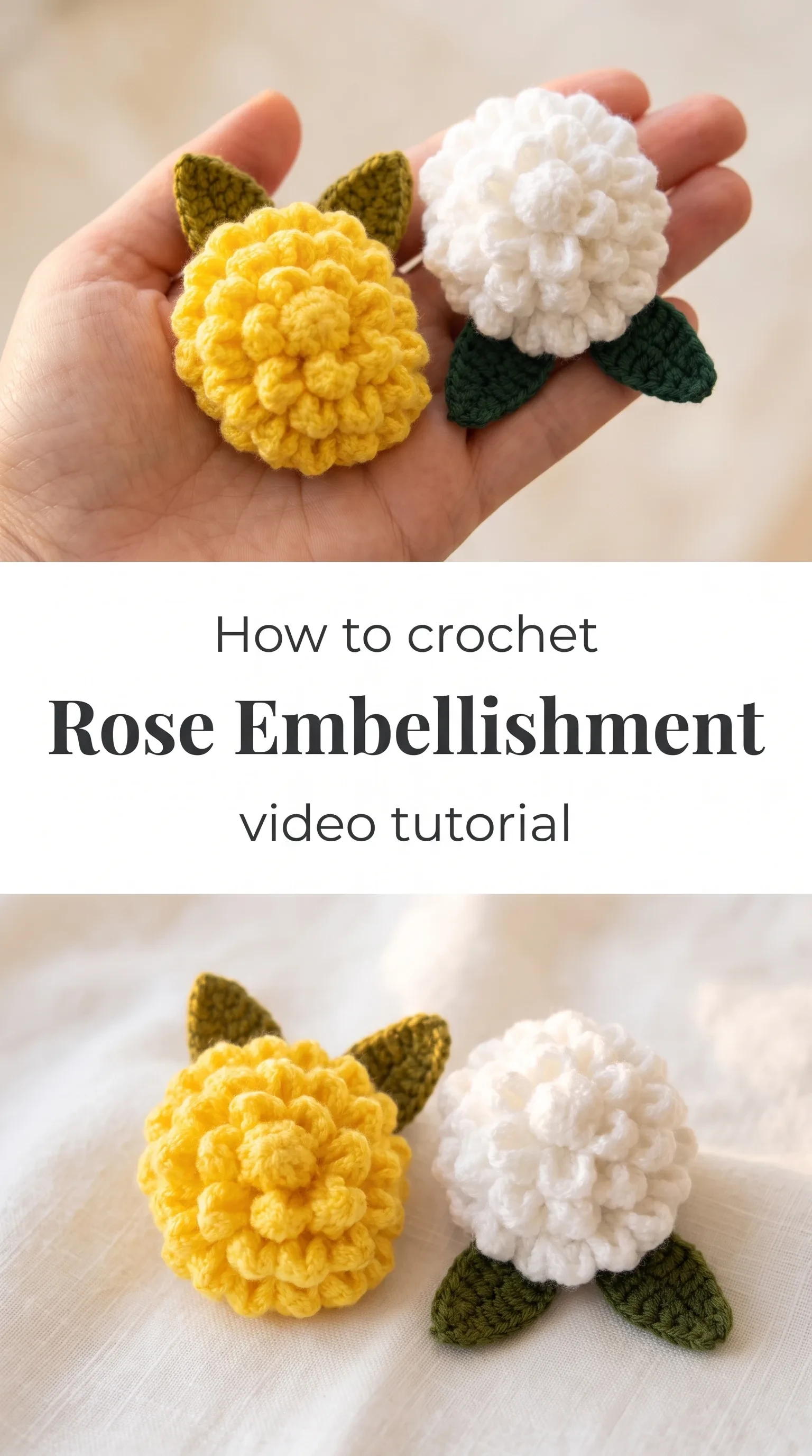 Crochet Rose Embellishment: A Delicate Floral Accent