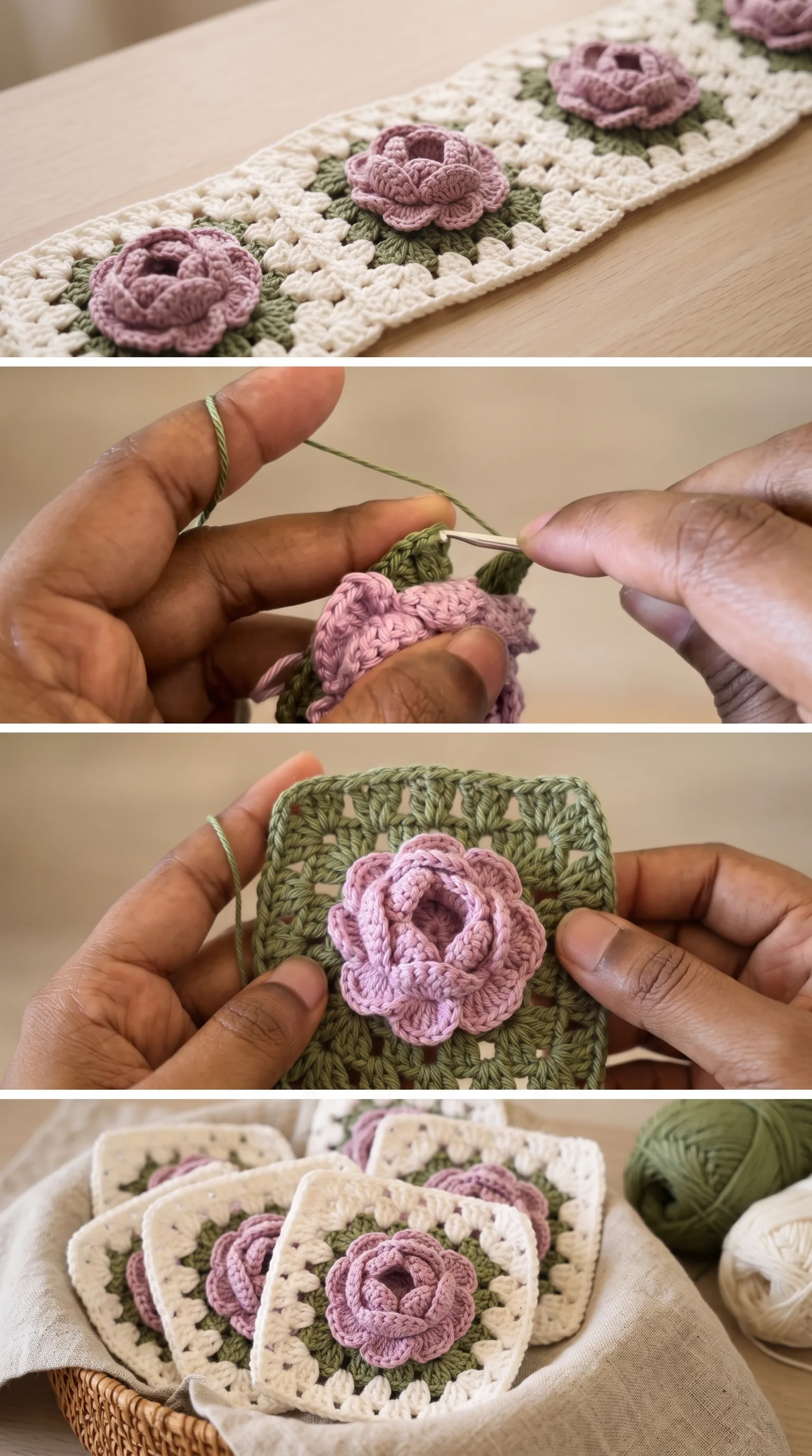 Crochet Rose Granny Square: A Timeless Floral Classic pattern