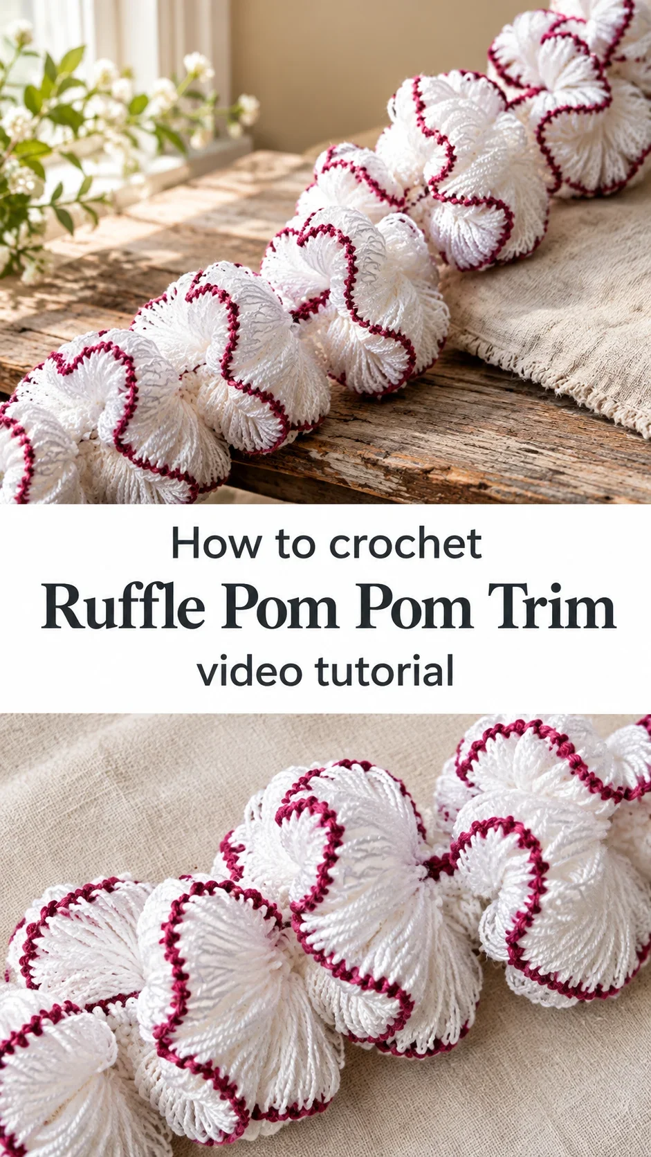 Crochet Ruffle Pom Pom Trim: A Whimsical Decorative Accent