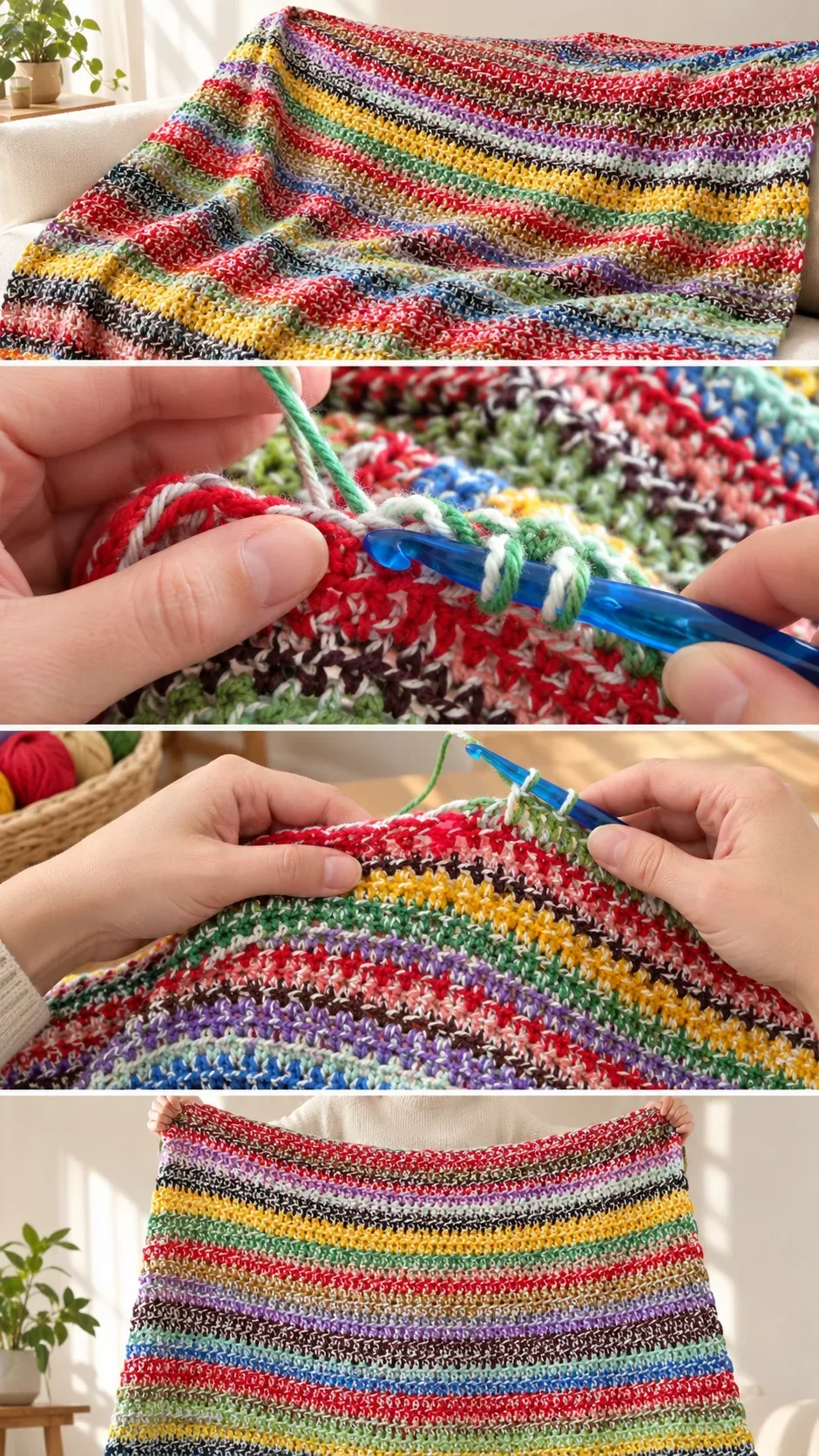 Crochet Scrapghan Blanket: A Vibrant Colorful Treasure pattern