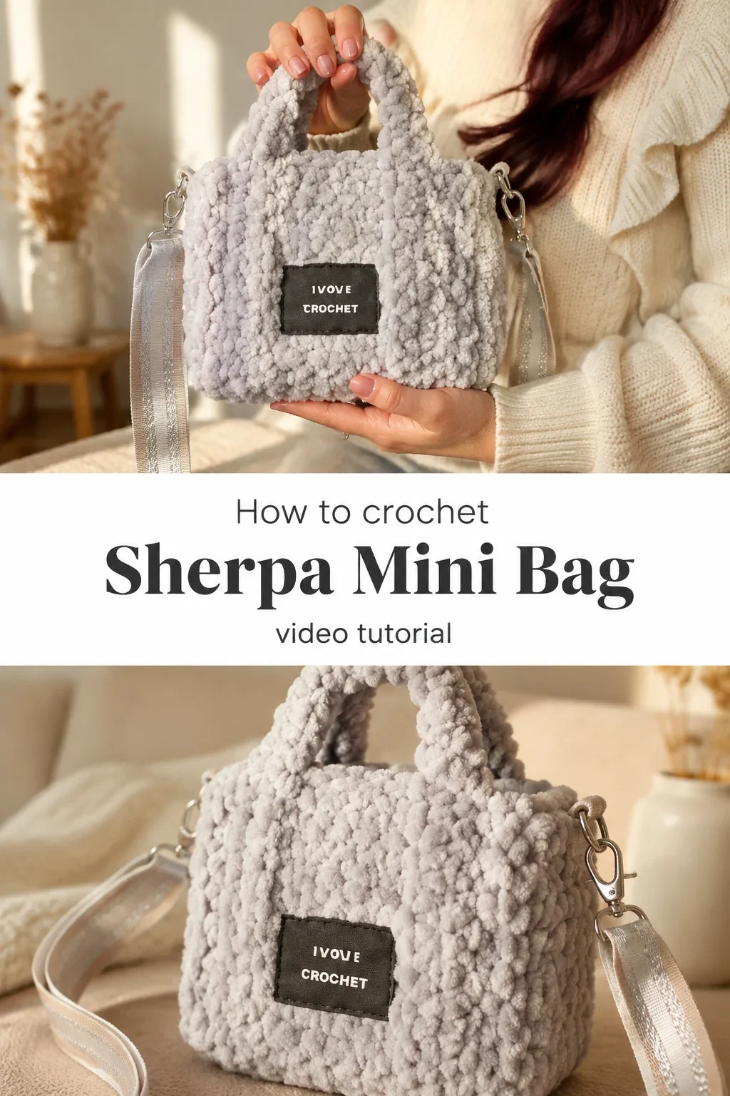 Crochet Sherpa Mini Bag: A Chic and Fluffy Accessory