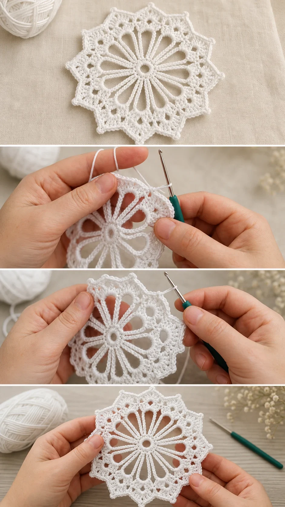 Crochet Snowflake Doily: A Delicate Timeless Accent pattern