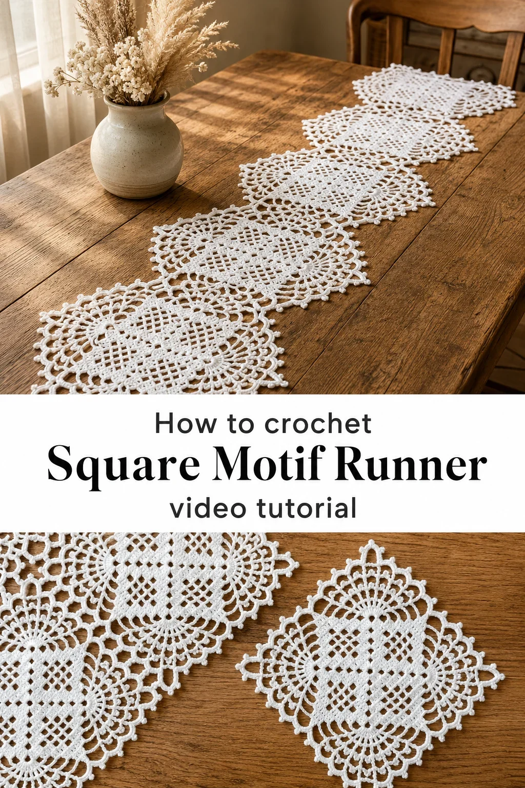 Crochet Square Motif Runner: A Timeless Lace Accent
