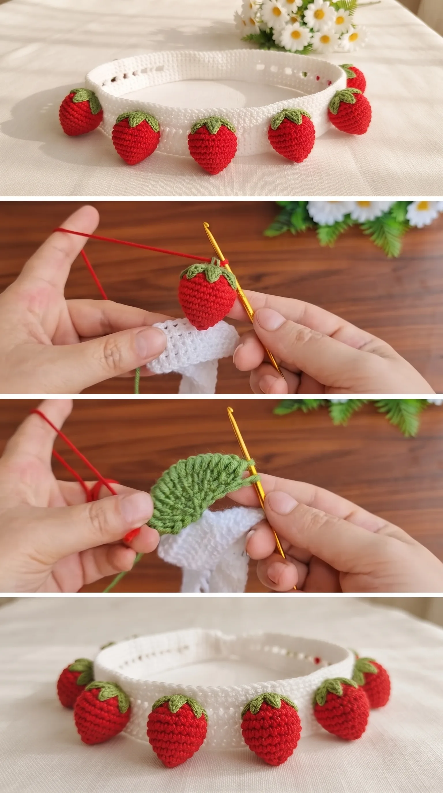 Crochet Strawberry Headband: A Charming Summer Accessory pattern