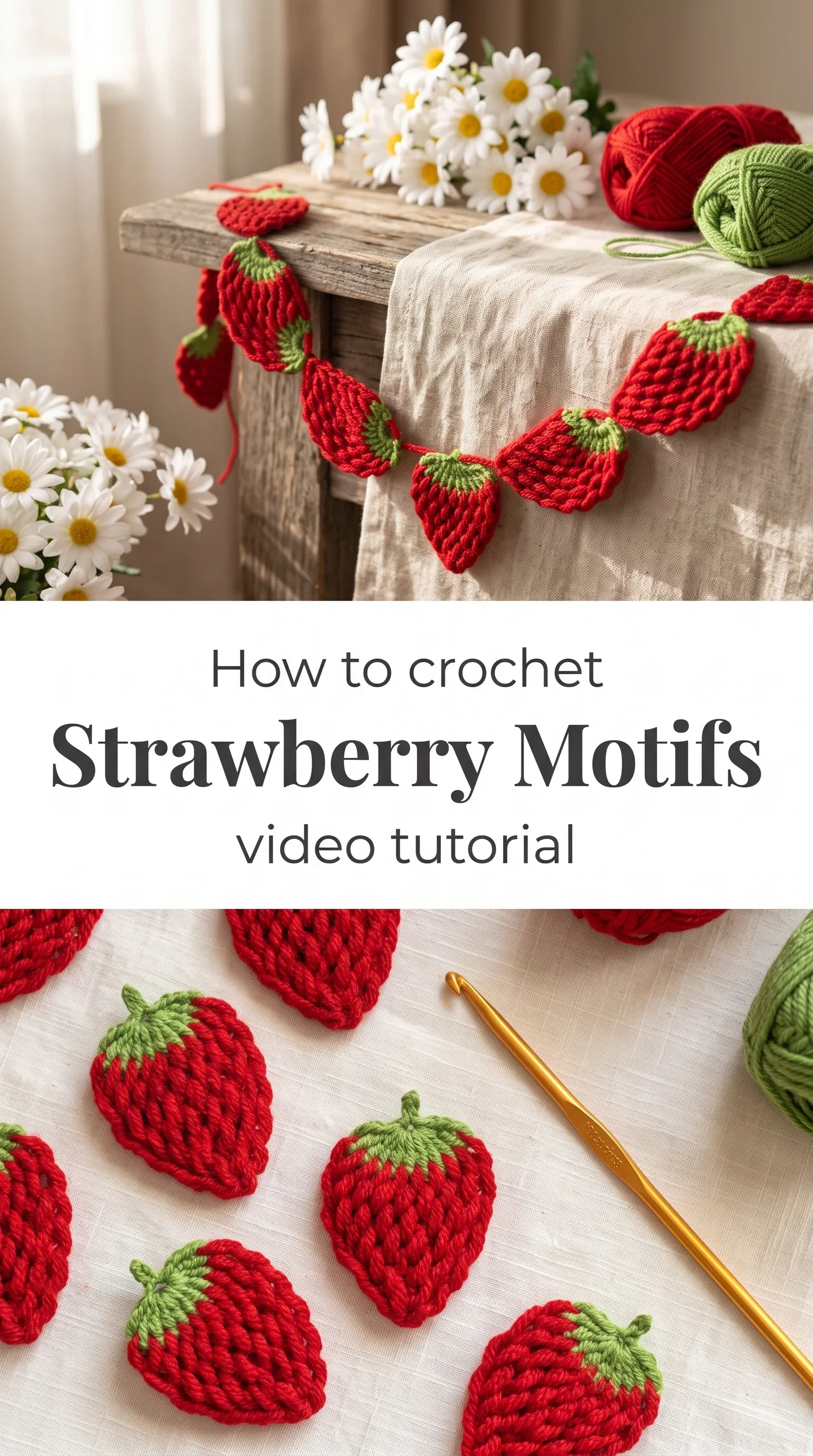 Crochet Strawberry Motifs: A Charming Decorative Accent