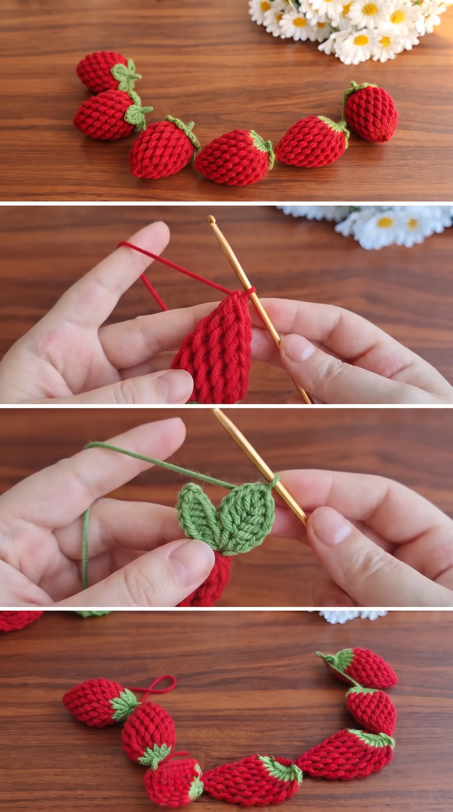 Crochet Strawberry Motifs: A Charming Decorative Accent pattern