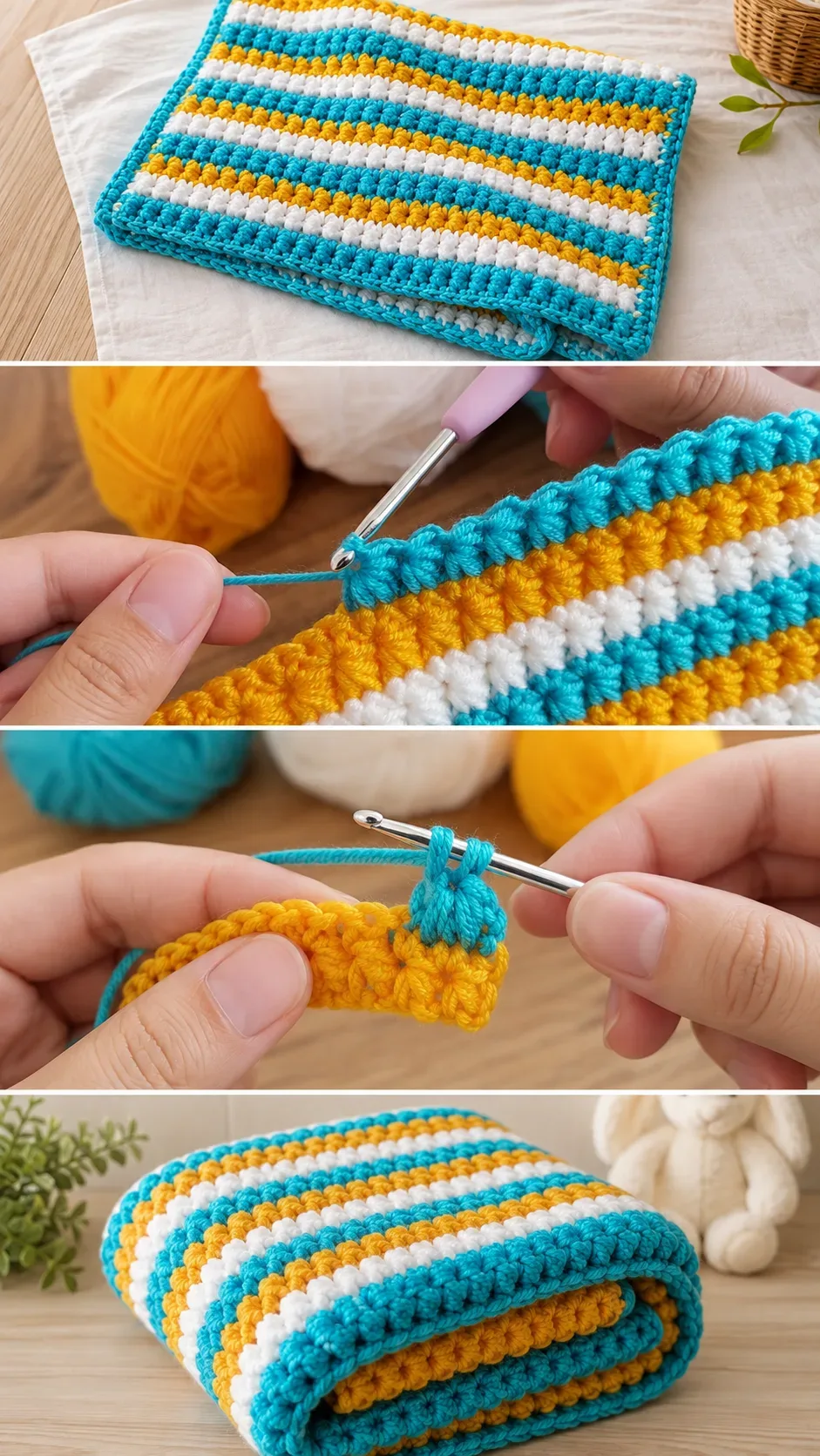 Crochet Striped Baby Blanket: A Warm and Cheerful Treasure pattern