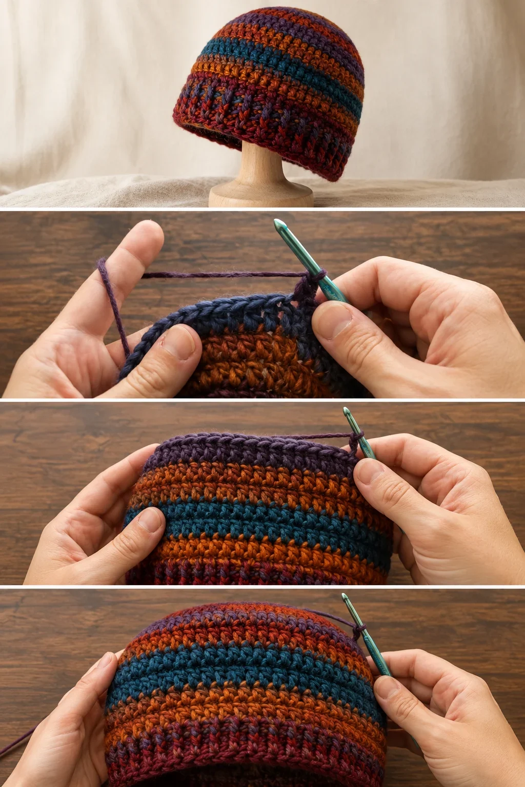 Crochet Striped Beanie: A Warm and Cozy Classic pattern
