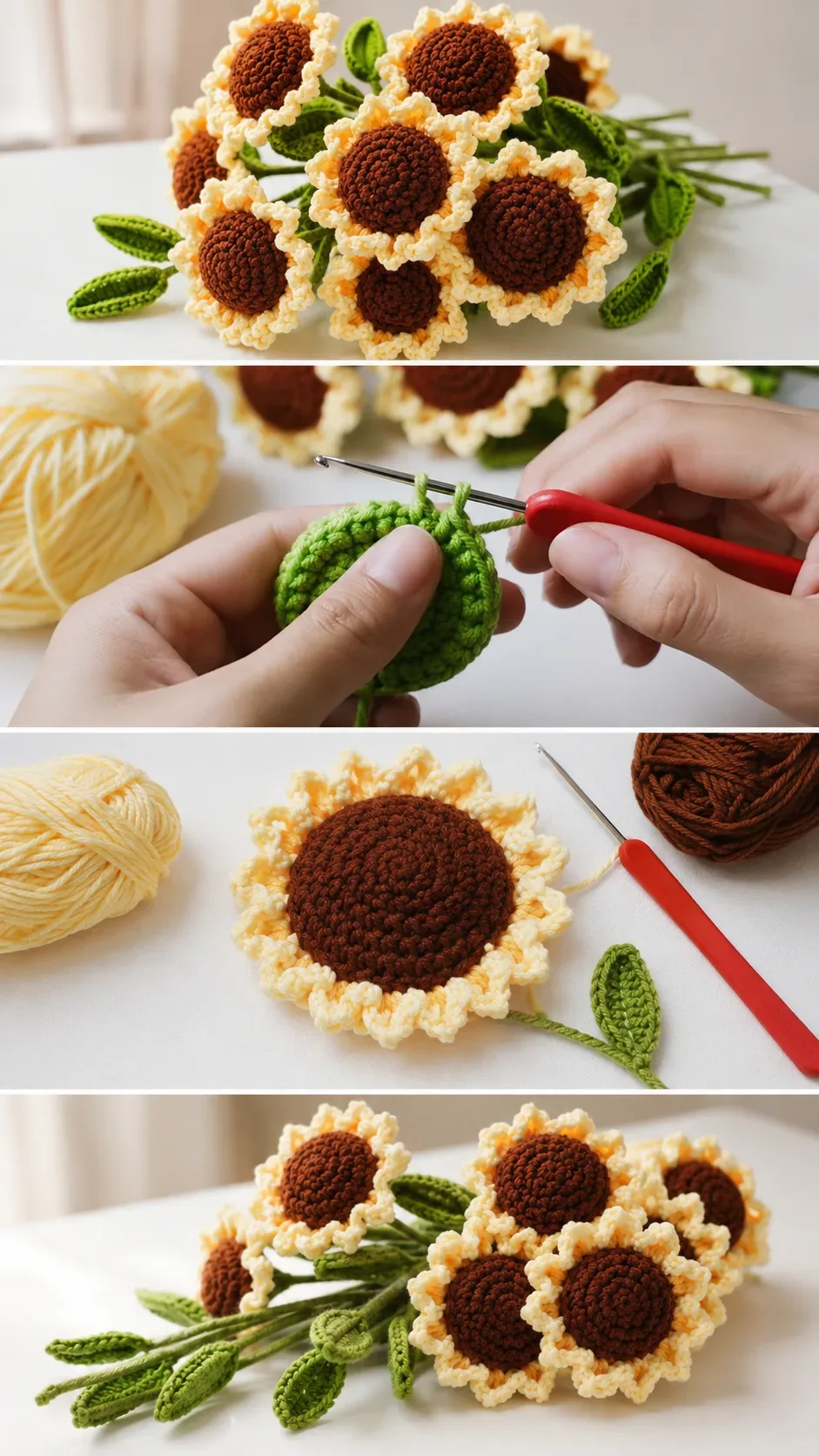 Crochet Sunflower Bouquet: A Bright and Cheerful Accent pattern
