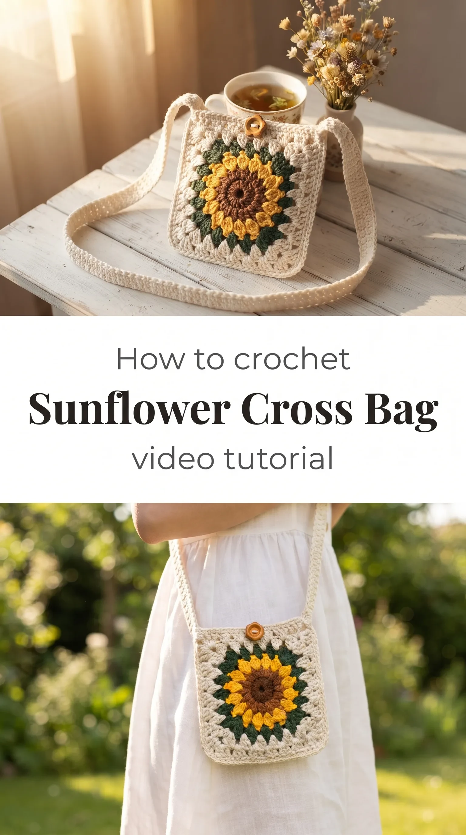 Crochet Sunflower Cross Bag: A Cheerful Summer Accessory