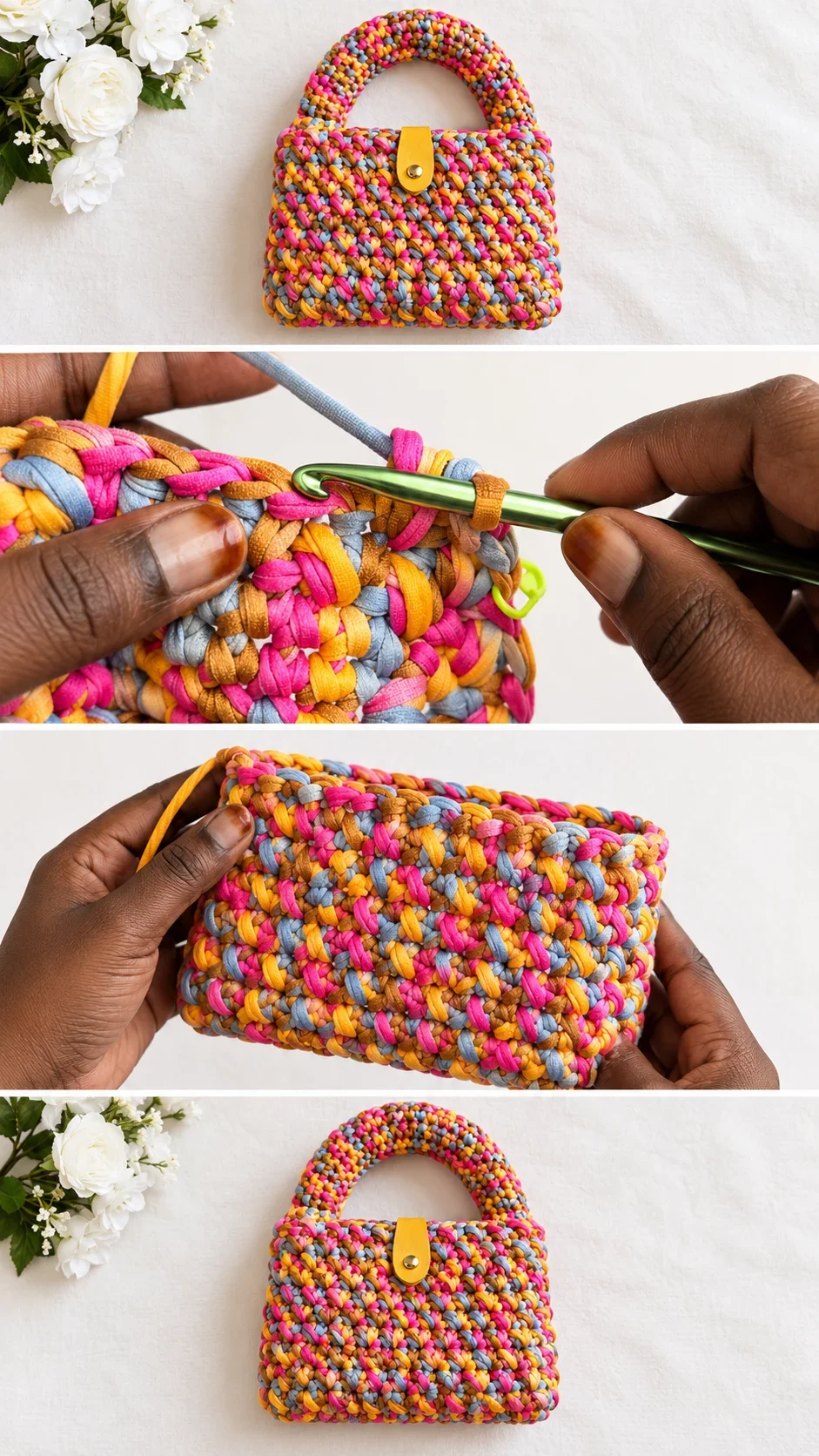 Crochet T-Shirt Yarn Purse: A Vibrant Handmade Treasure pattern