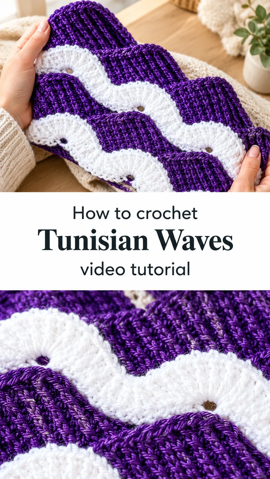 Crochet Tunisian Waves: A Bold Two-Tone Treasure