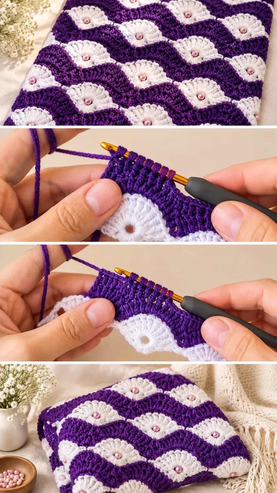 Crochet Tunisian Waves: A Bold Two-Tone Treasure pattern