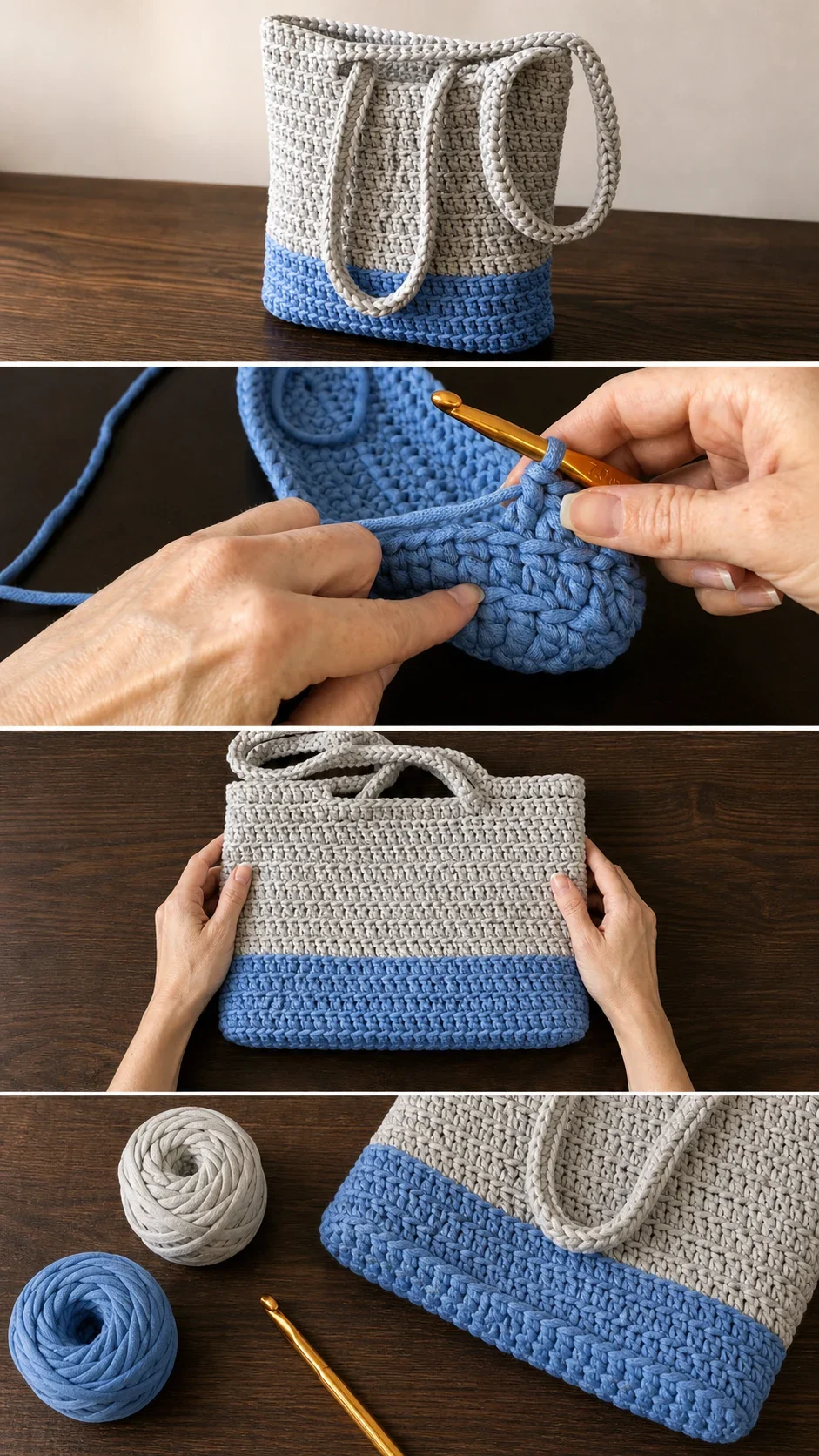 Crochet Two-Tone Tote: A Chic and Functional Carry-All pattern