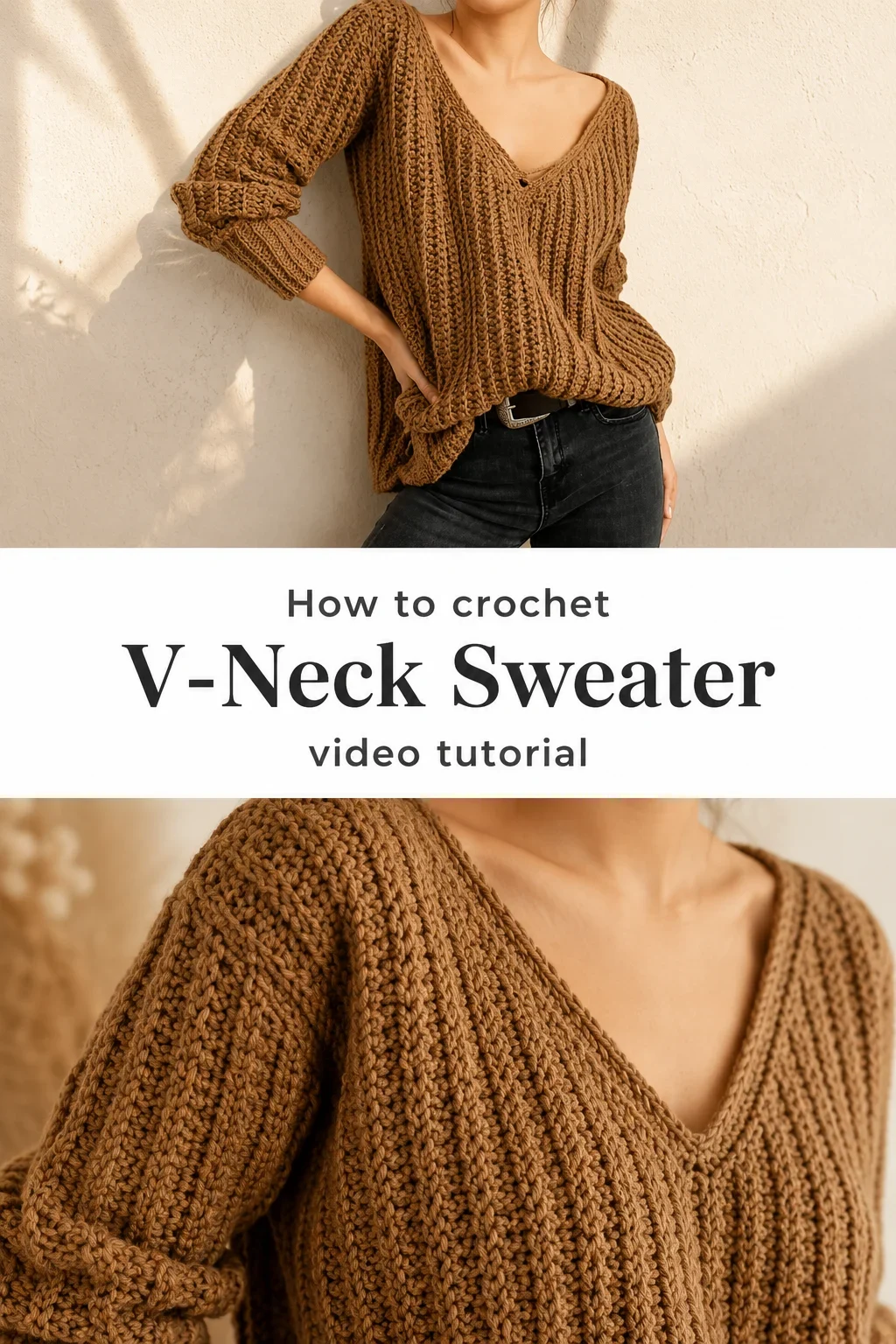 Crochet V Neck Sweater: A Cozy Oversized Classic