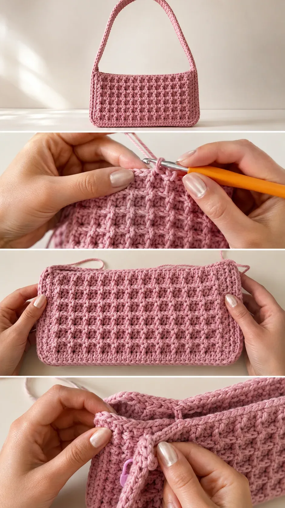 Crochet Waffle Shoulder Bag: A Chic Everyday Accessory pattern