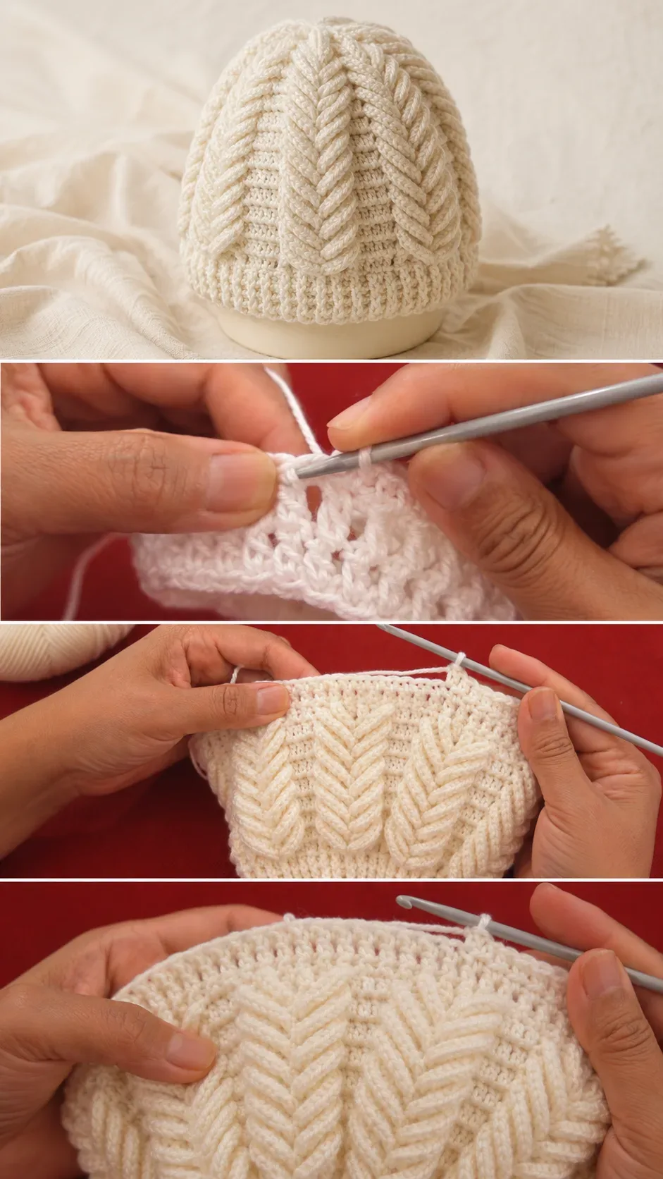 Crochet Wheat Spike Beanie: A Textured Winter Classic pattern